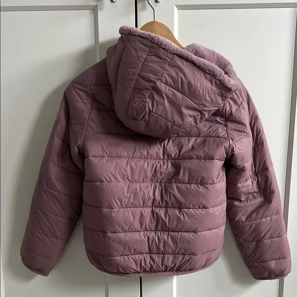 Plush Mauve Hooded Puffer Jacket - Picture 3 of 6